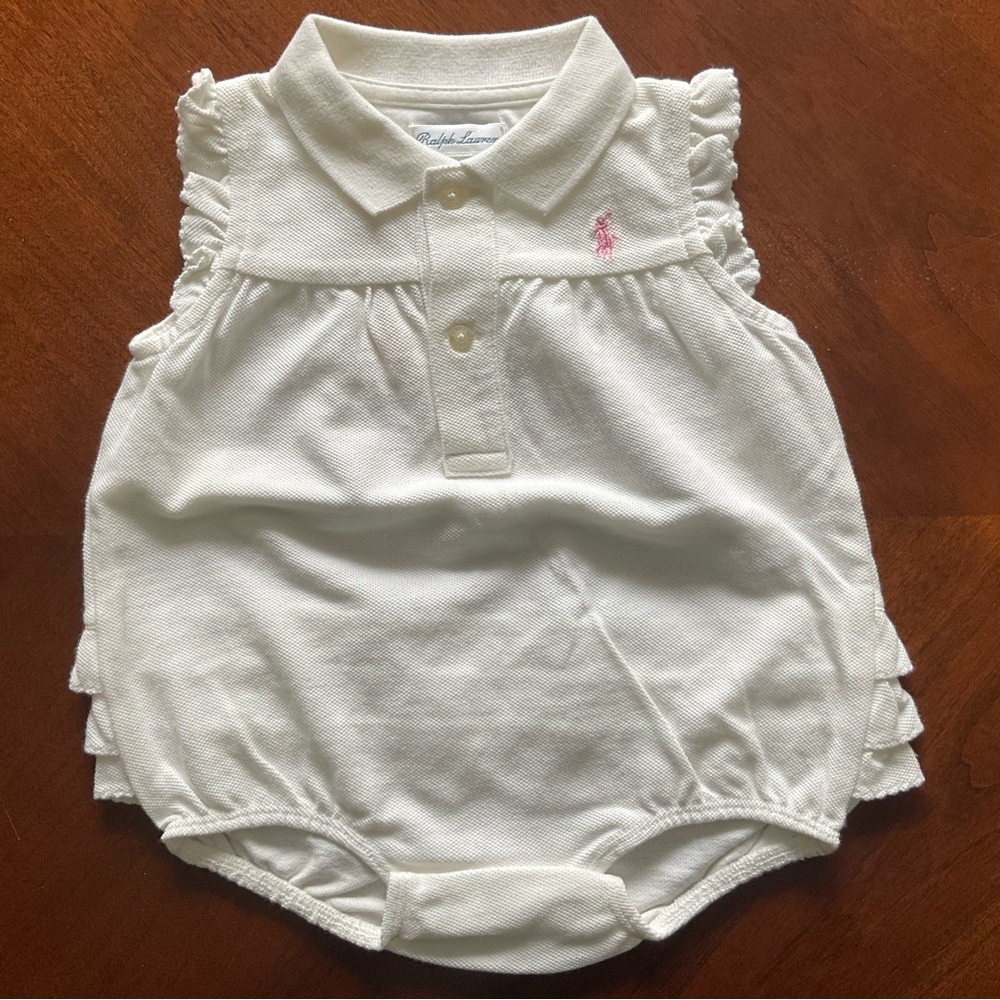 Ralph Lauren White and Pink One Piece Diaper Cover